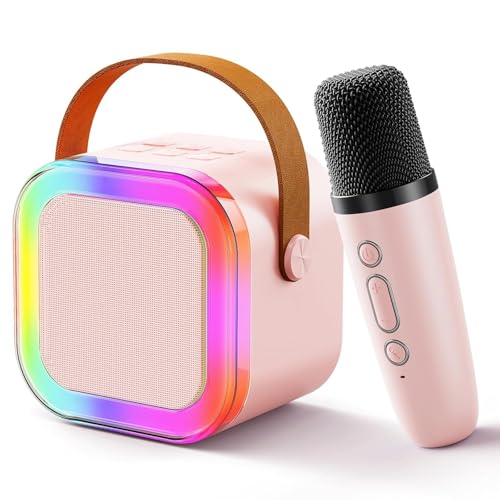 Rechargeable Bluetooth Karaoke Speaker with Mic combines vibrant LED lights