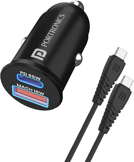 Portronics Fast Car Charger – Ultimate Dual Output Charging for Cars