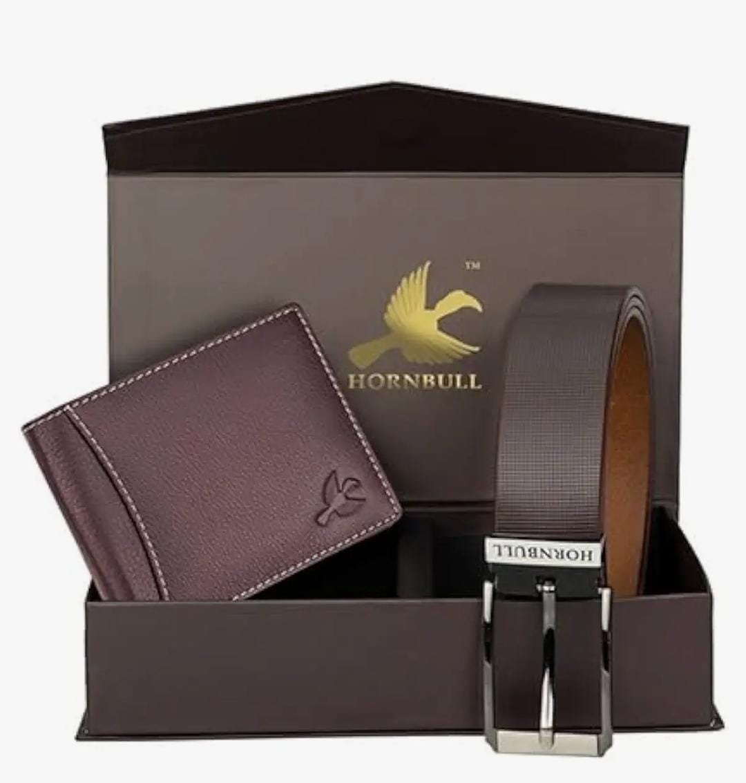 HORNBULL Wallet and Belt Combo – Premium Leather Gift Set for Men