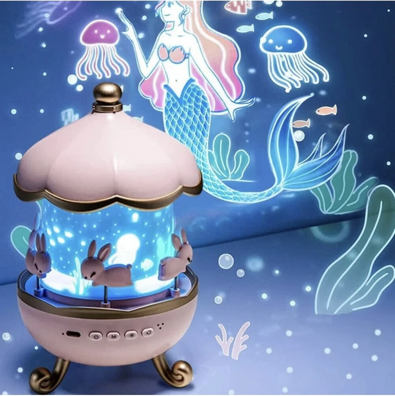 Cozy Corner Rabbits Star Rotating Night Lamp Projector