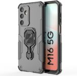 Amazon Basics Armor Case for Samsung M16 5G review - black rugged case with 360 degree ring holder and kickstand
