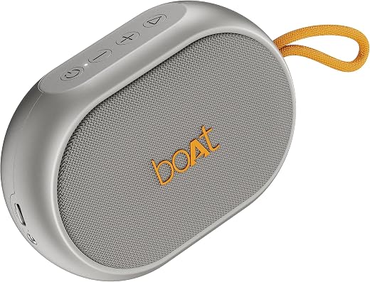boAt (2025 Stone 110 Bluetooth Speaker with 3W Signature Sound, Up to 15Hrs Playback, Built-in Mic, TWS Feature, Bluetooth v5.4, AUX Port, Voice Assistant & IPX4(Groovy Grey)