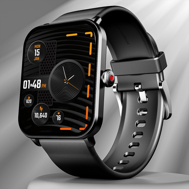 boAt Wave Fury with 1.83'' HD Display, Bluetooth Calling & Functional Crown Smartwatch(Active Black Strap, Free Size)