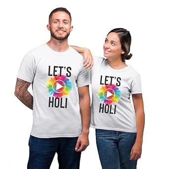 CHAMBYAL Matching Holi Outfits for Families – T-Shirt Combo Combo for Men and Women Size (M) White Colour Pack of 2