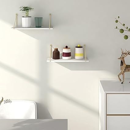 Deion Wall Shelf for Living Room, Metallic Gold White or Black Wall Mounted Shelves, Home Decor Items for Living Room/Bedroom (Set of 2) (Black)