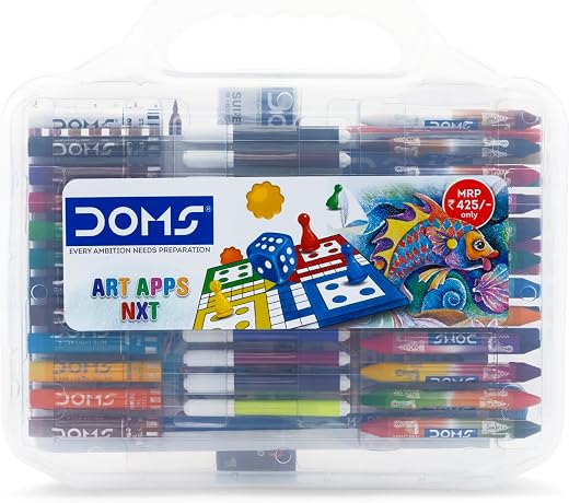 Doms Art Apps Nxt Kit With Plastic Carry Case | Perfect Value Pack | Kit For School Essentials | Gifting Range For Kids | Combination of 9 Stationery Items