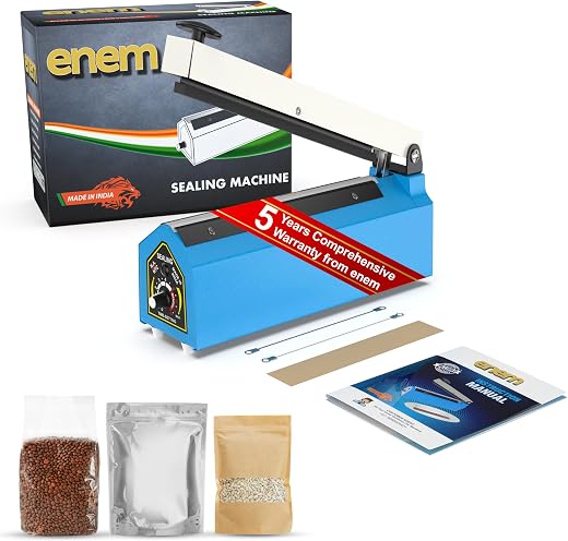 ENEM Sealing Machine, 8 Inch (200 mm), 1 Year Warranty & Full Customer Support from Enem, Plastic Packing Machine, Pepsi Pouch Sealing Machine, Heat Sealer Machine, Plastic Pouch Sealing Machine