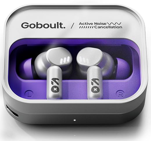 GOBOULT Newly Launched Tenet Pro with ANC TWS Earbuds, 75H Playtime, Amp App Support, 32dB ANC, Quad Mic ENC, Dual Device Pairing, 13mm Driver Ear Buds, Bluetooth 6.0 Wireless Earbuds (Forest White)