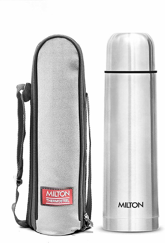 MILTON Flip lid 1000 Thermosteel Water Bottle, ISI Certified, 24 Hr Hot and Cold 1000 ml Flask(Pack of 1, Silver, Steel)