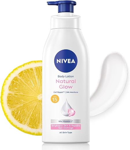 NIVEA Body Lotion Natural Glow, Cell Repair, Spf 15 & 50X Vitamin C 400ml