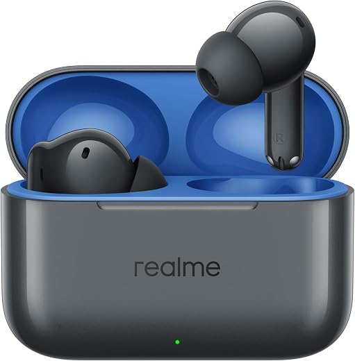 realme Buds T200 True Wireless Earbuds with Hi-Res Audio, 12.4mm Dynamic Bass Drivers, 32 dB ANC, Quad Mic, 45ms Latency, Upto 50 Hrs Playback, Fast Charge, IP55 Rated, BT 5.4 (Mystic Grey)
