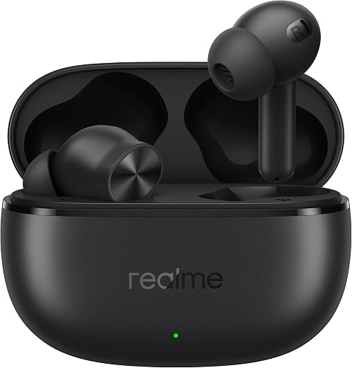 realme Buds T200x True Wireless Earbuds with 12.4mm Dynamic Bass Drivers, 25 dB ANC, Quad Mic, 45ms Latency, Upto 48 Hrs Playback, Fast Charge, IP55 Rated, BT 5.4 (Pure Black)