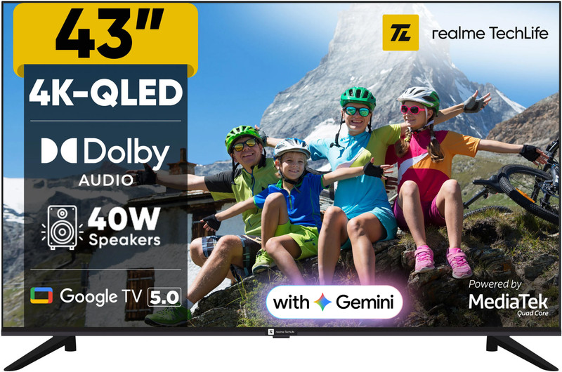 realme TechLife 109 cm (43 inch) QLED Ultra HD (4K) Smart Google TV 2026 Edition(43UHDGQRASDQ)