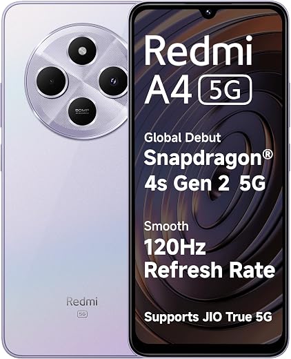 Redmi A4 5G (Sparkle Purple, 4GB RAM, 128GB Storage) | Global Debut SD 4s Gen 2 | Segment Largest 6.88in 120Hz | 50MP Dual Camera | 18W Fast Charging