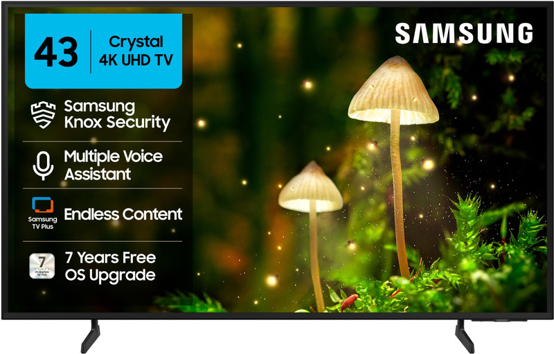 Samsung Crystal 4K Infinity Vision 108 cm (43 inch) Ultra HD (4K) LED Smart Tizen TV with 4K Upscaling | HDR 10+ | Voice Assistance Remote Control | PurColor | Slim Look | Samsung Knox Security | 100+ Free Channels | Universal Gestures(UA43UE84AFULXL)