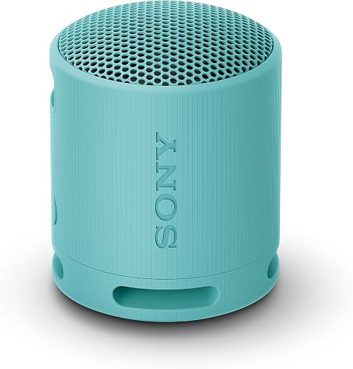 Sony SRS-XB100 Wireless Bluetooth Portable Lightweight Super-Compact Travel Speaker, Extra-Durable IP67 Waterproof & Dustproof, 16 Hrs Batt, Versatile Strap, Extra Bass & Hands-Free Calling-Blue