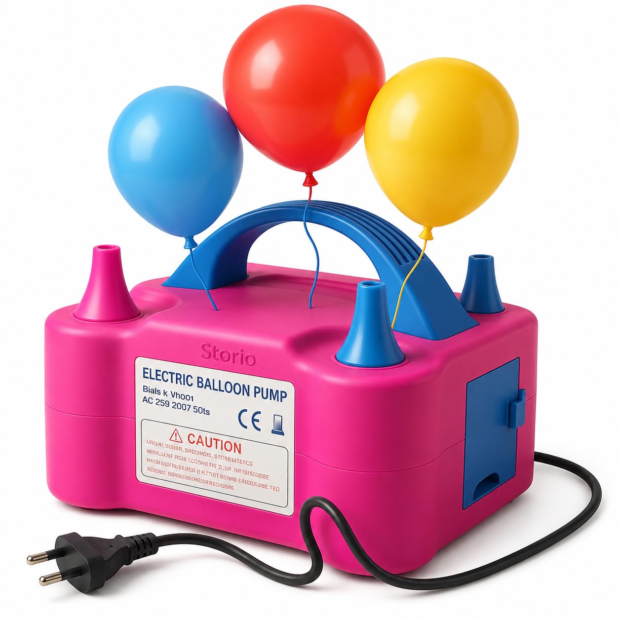 Storio Acrylonitrile Butadiene Styrene High-Power Electric Balloon Inflator With Dual Nozzles - Ideal For Wedding Parties, Multi-Color,1 Piece