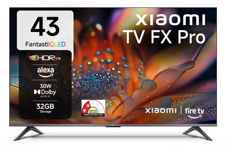 XIAOMI FX Pro 108 cm (43 inch) QLED Ultra HD (4K) Smart Fire TV with Alexa built-in | HDR 10+ | 32 GB Storage | 30W Dolby Audio | Premium Metal Bezel-less Design | Film-maker Mode | Mi TV(L43MB-FPIN)