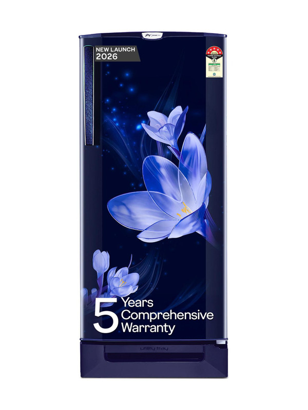 Godrej 185 L Direct Cool Single Door 5 Star Refrigerator with Base Drawer2L Jumbo Vegetable Tray Advanced Inverter Technology(Mystic Blue, RD 195EN TDI MY BL)