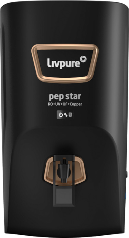 LIVPURE LIV-PEP-STAR-COPPER 7 L RO + UV + UF + Copper + Minerals Water Purifier(Black)