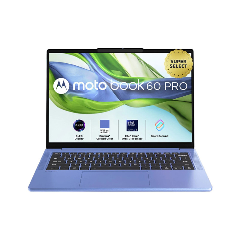 MOTOROLA Motobook 60 Pro Full Metal AI PC 2.8K OLED Intel Core Ultra 5 225H - (16 GB/512 GB SSD/Windows 11 Home) 83NY000DIN Thin and Light Laptop(14 inch, Wedgewood, 1.39 kg, With MS Office)